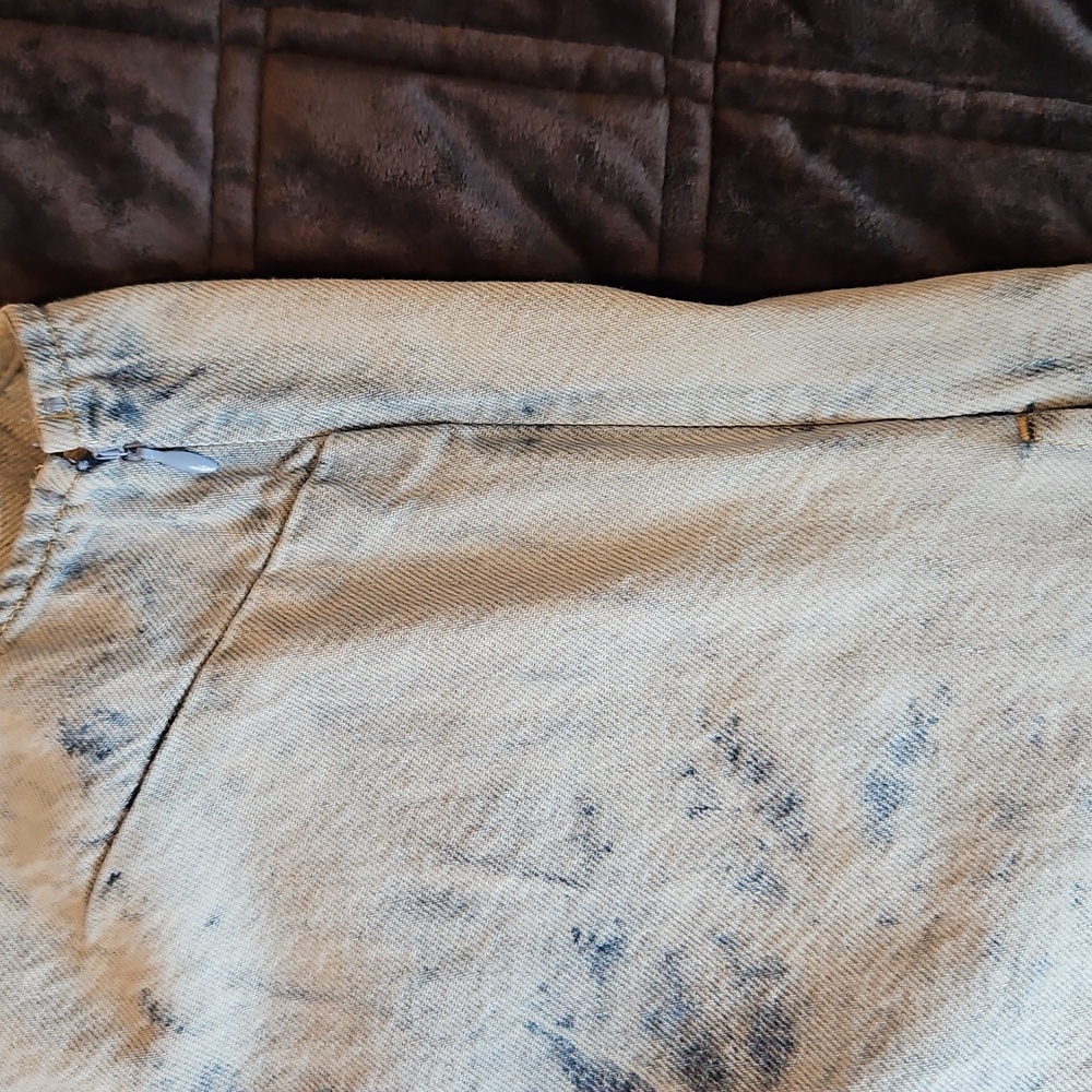 GAP Acid Wash Denim Mini Dress, Petite Medium, Tie Dye Sleeveless Casual 90s - Picture 8 of 10
